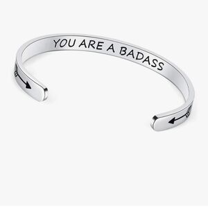 Silver Inspirational Cuff Bracelet